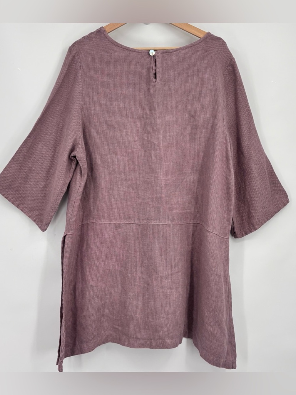 Bryn Walker 100 % Linen Light Mauve womens Tunic Top Lagenlook asymmetrical Lrg - Picture 2 of 9